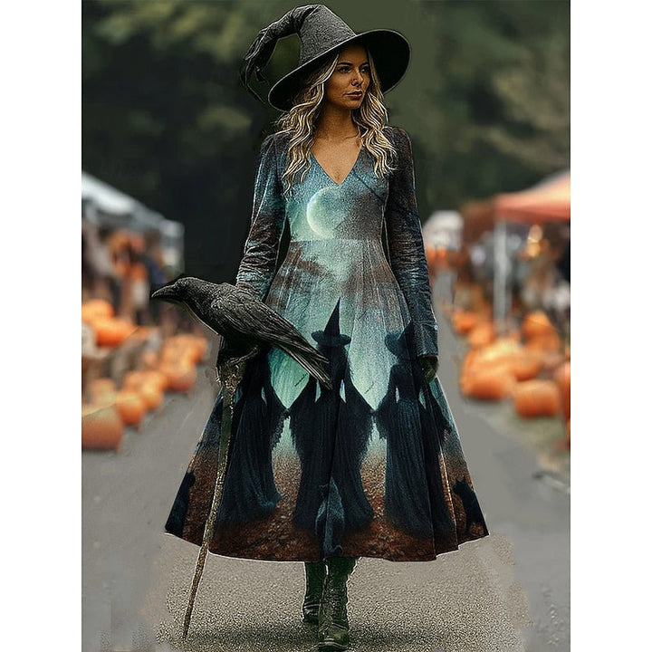 Robe Midi Halloween Sorcière Femme