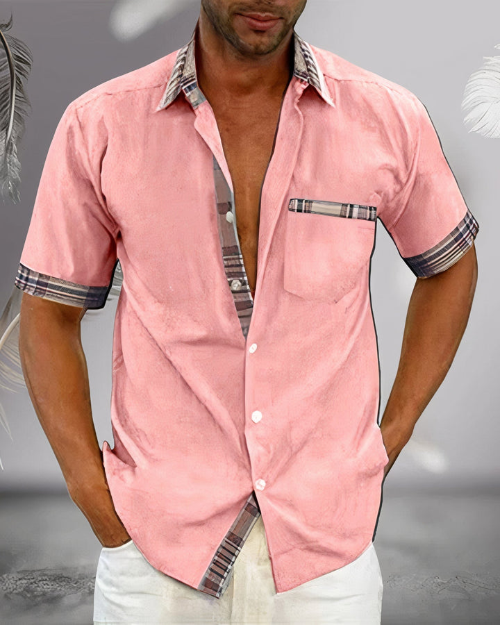 Chemise Contrastée Col Carreaux Homme