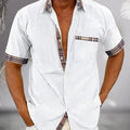 Men's Contrast Shirt with Checkered Collar