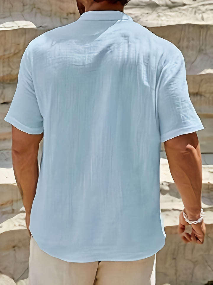 Chemise Texturée à Col Mao Homme