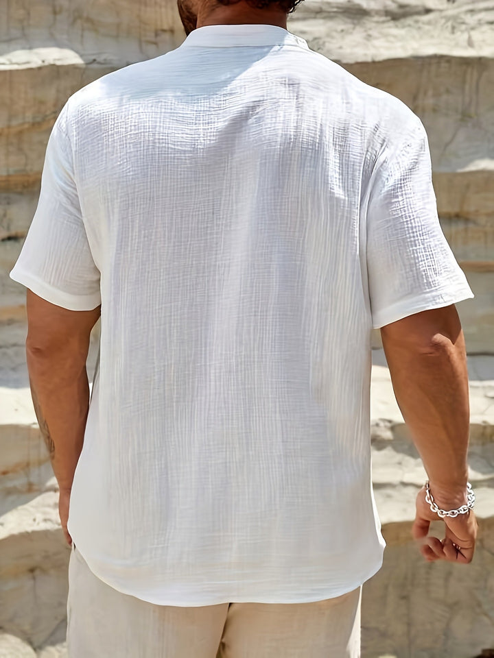 Chemise Texturée à Col Mao Homme