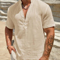 Men's Textured Mandarin-Collar Shirt