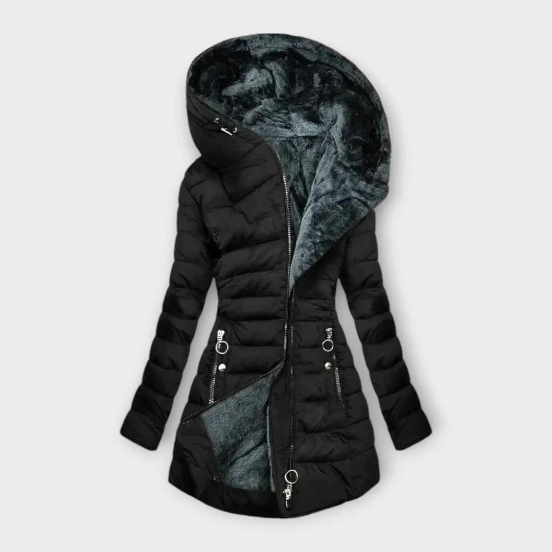Doudoune Mi-Longue à Capuche Doublée Femme
