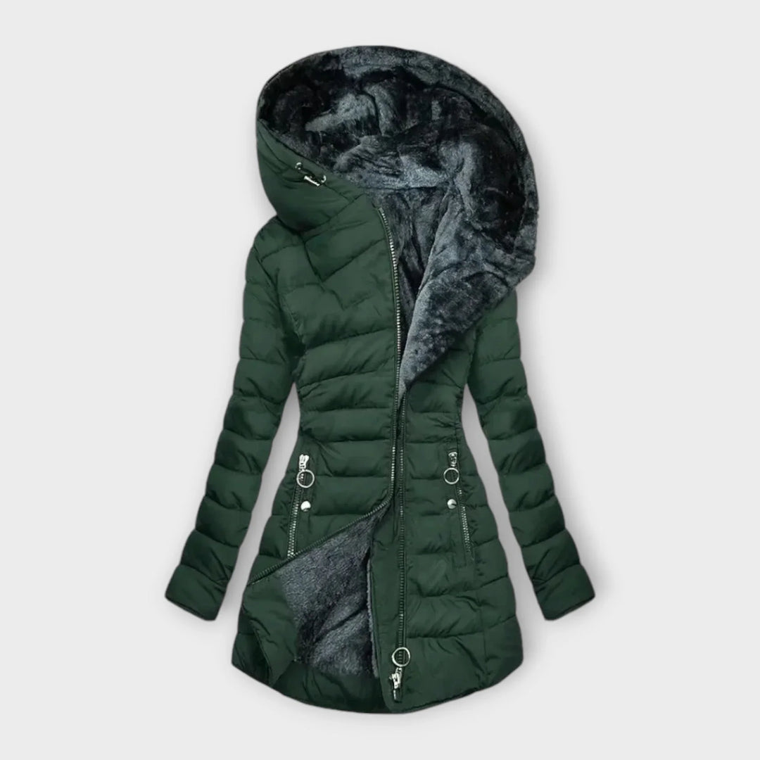 Doudoune Mi-Longue à Capuche Doublée Femme