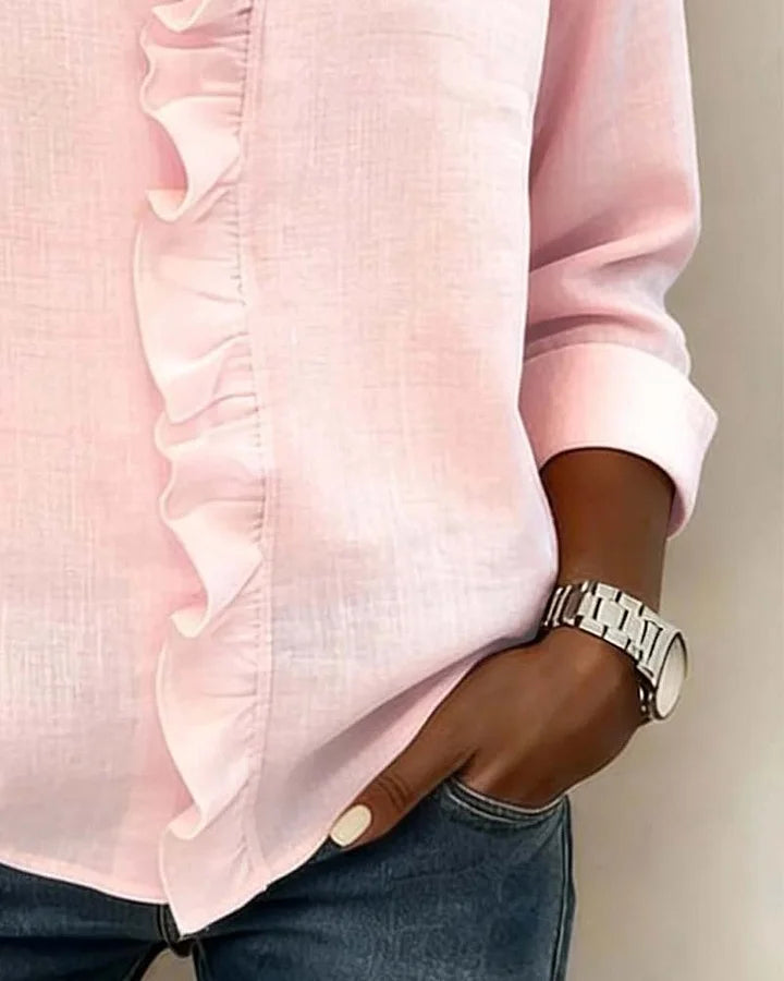 Blouse À Volants Manches Longues Femme