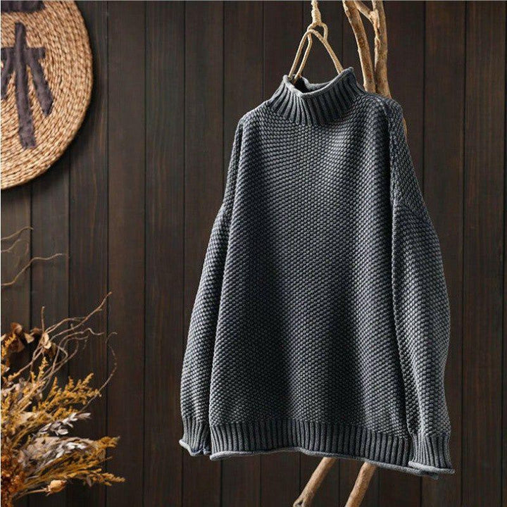 Pull Col Roulé en Maille Texturée Femme