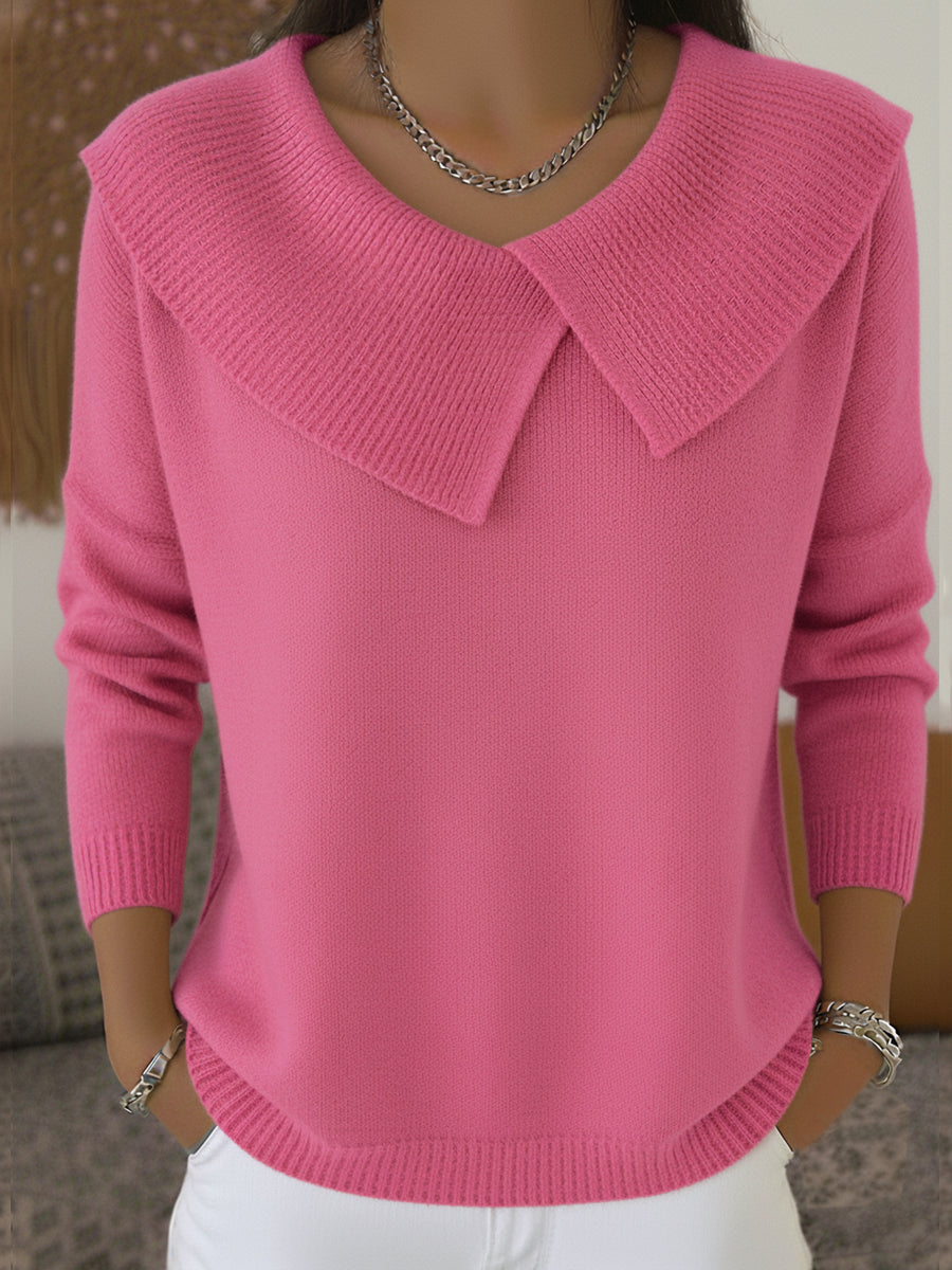 Pull à Col Large Côtelé Femme