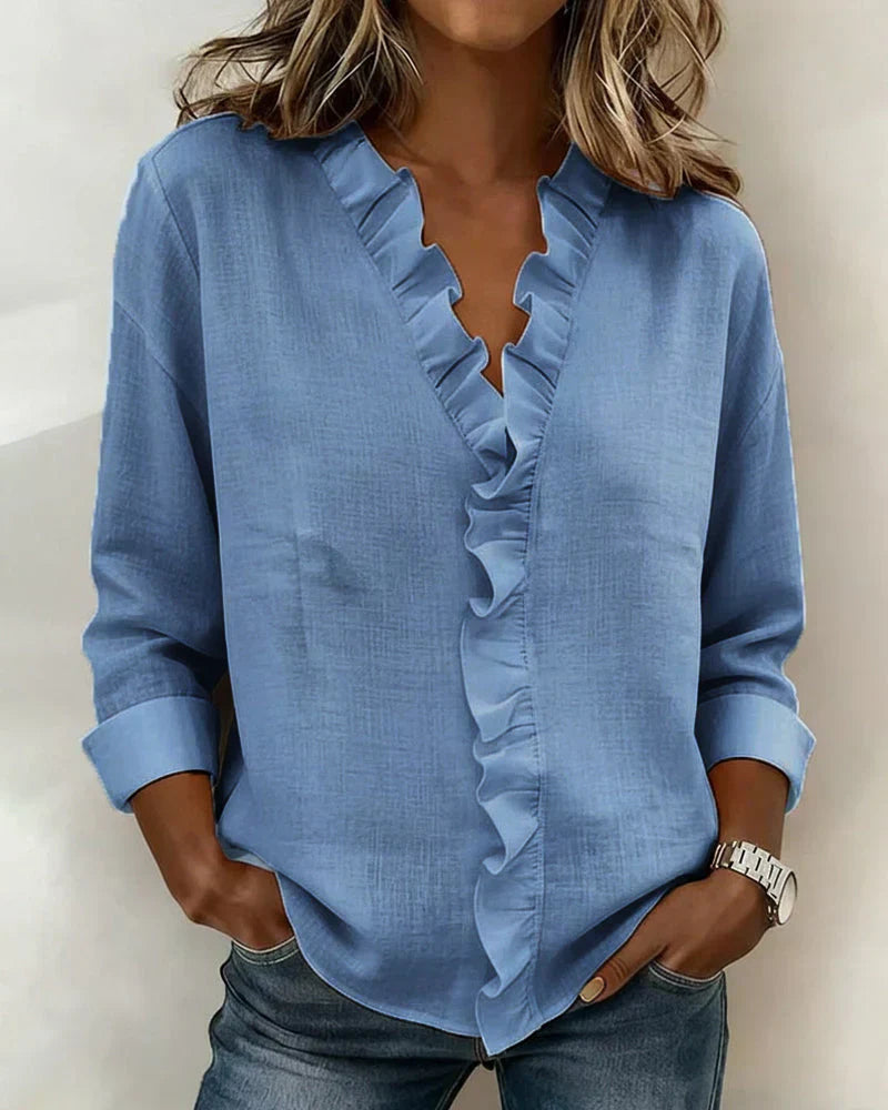 Blouse À Volants Manches Longues Femme