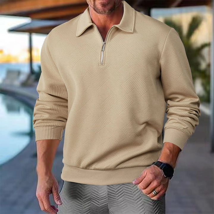 Pull Zippé à Col Polo Homme