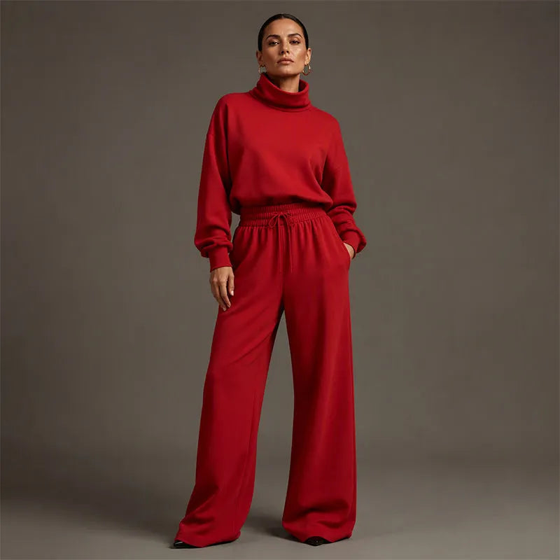 Ensemble 2 Pièces Col Roulé Et Pantalon Large Femme