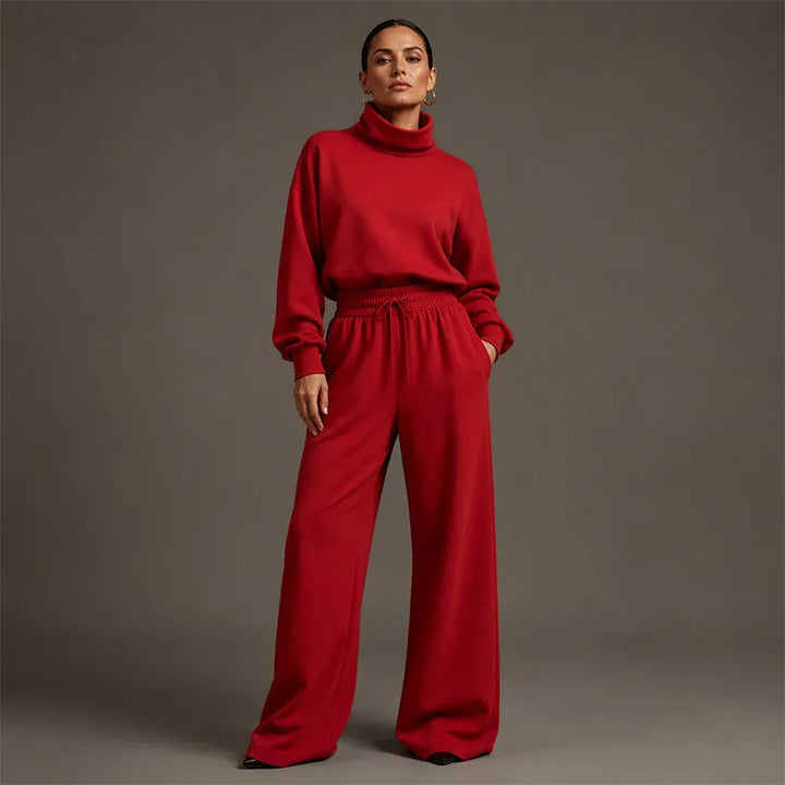 Ensemble 2 Pièces Col Roulé Et Pantalon Large Femme