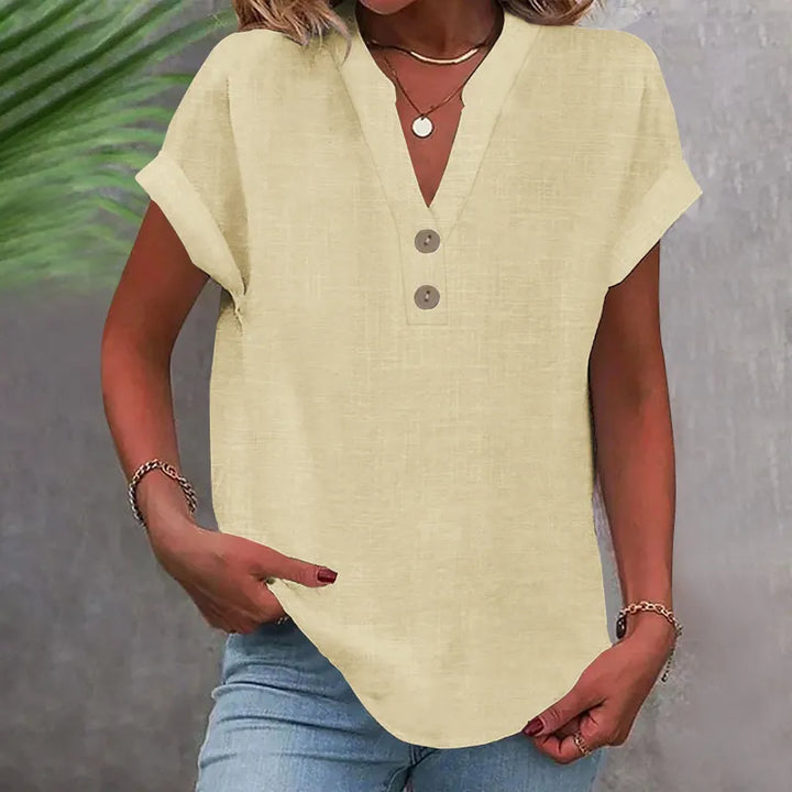 Blouse Col V Décontractée Femme