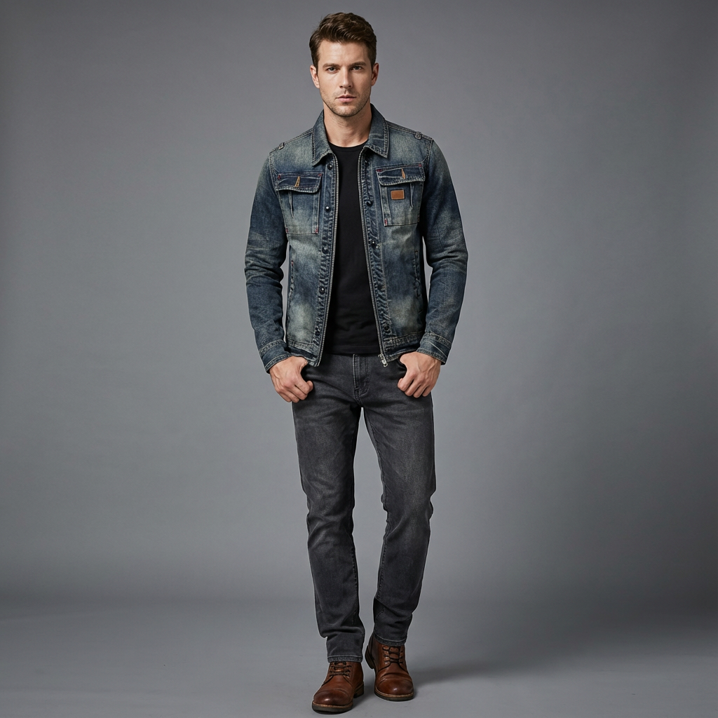 Veste Denim Délavée Homme