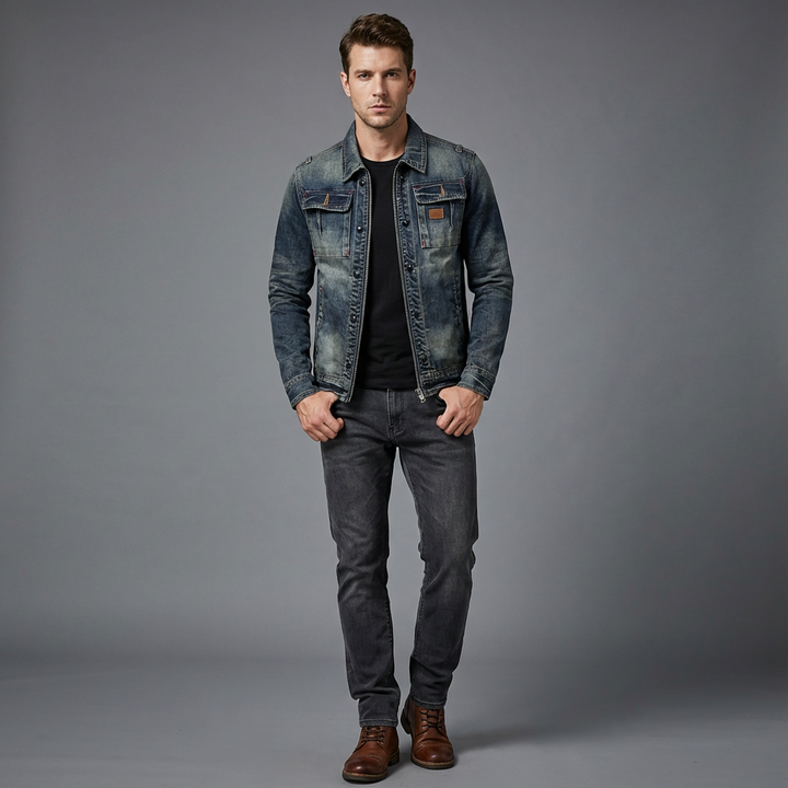 Veste Denim Délavée Homme