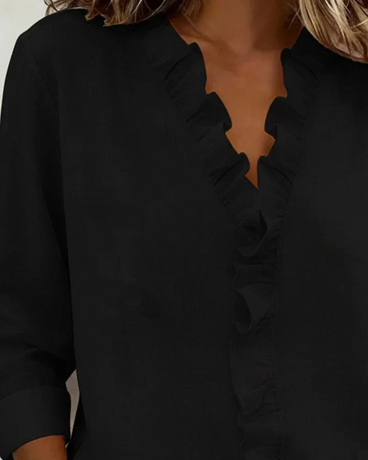 Blouse À Volants Manches Longues Femme