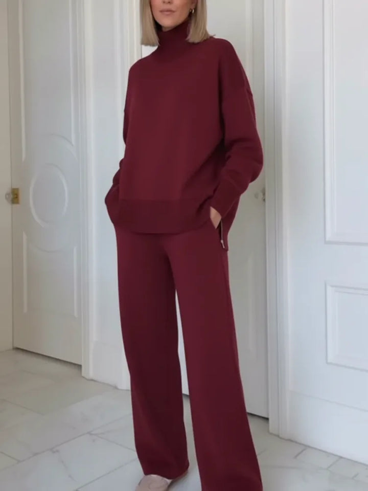 Ensemble Col Roulé Et Pantalon Large Femme