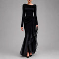 Robe Maxi Drapée à Volants Femme