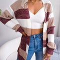 Gilet Long Rayé en Maille Femme