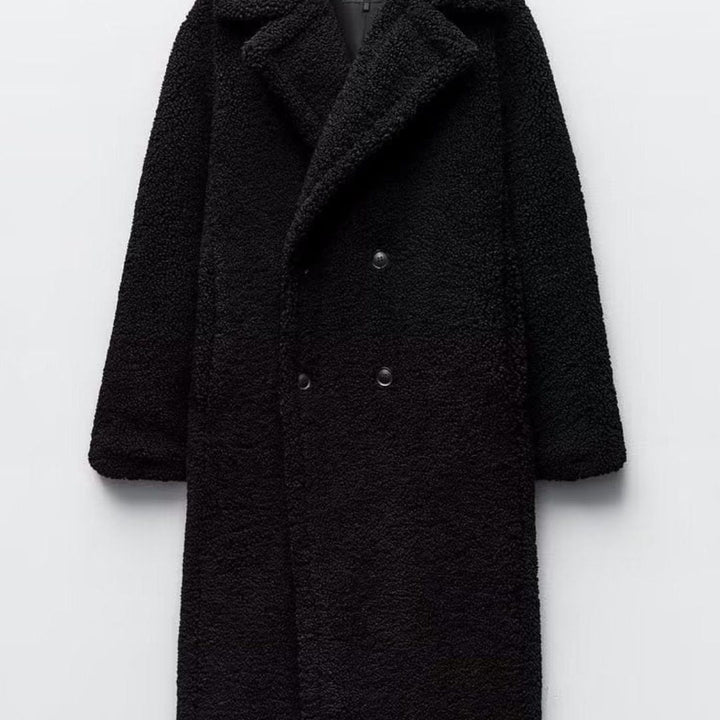 Manteau Long Effet Bouclé Femme