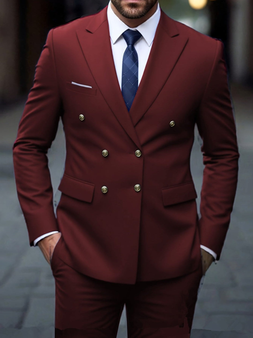 Costume Croisé à Double Boutonnage Homme