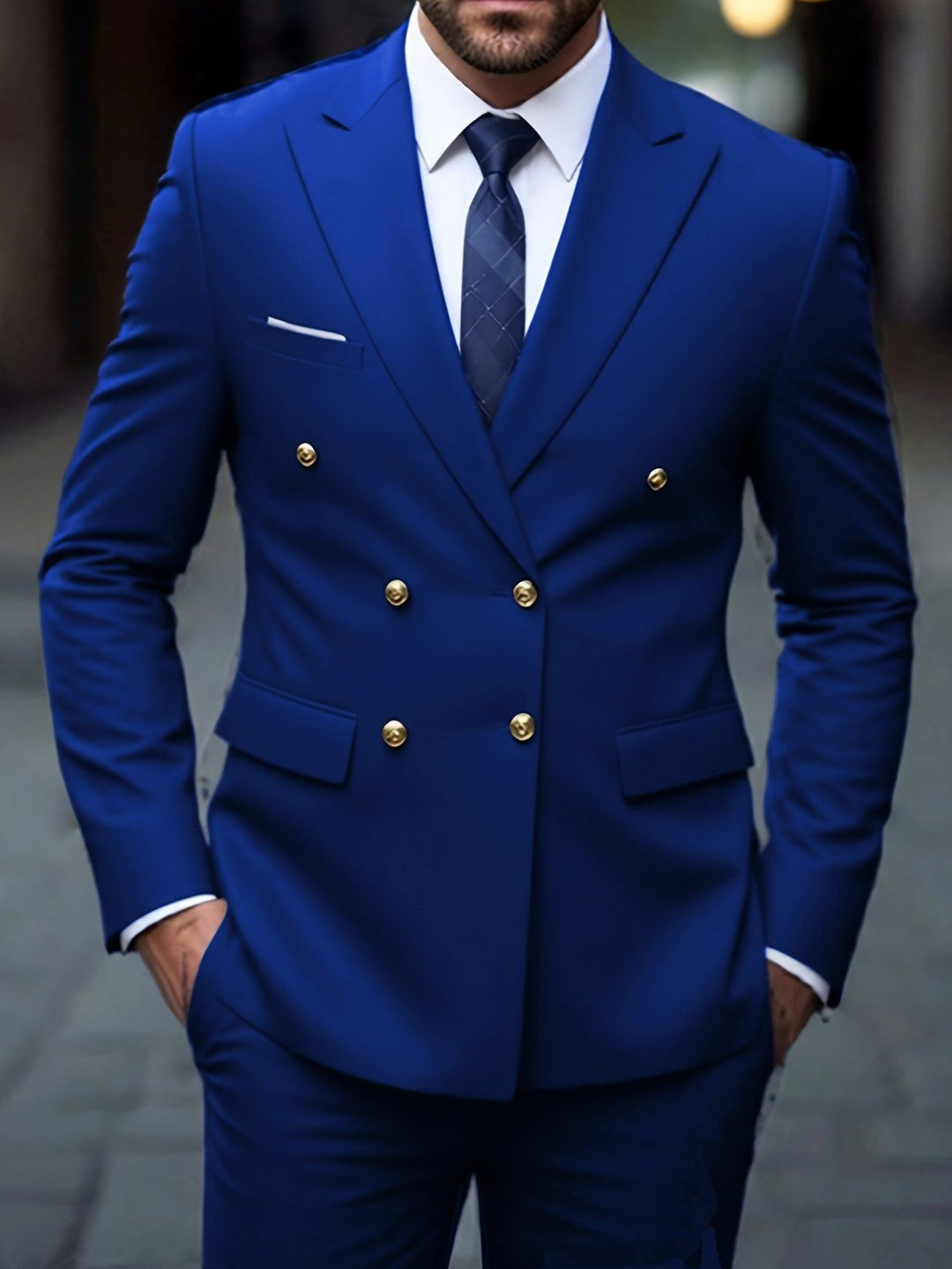 Costume Croisé à Double Boutonnage Homme