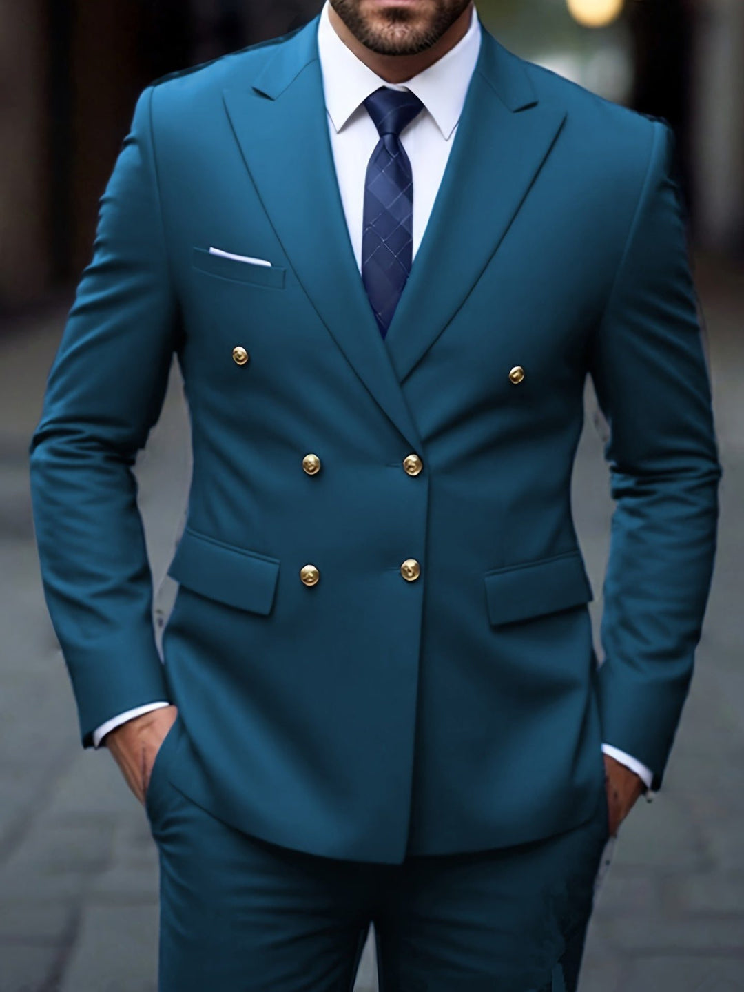 Costume Croisé à Double Boutonnage Homme