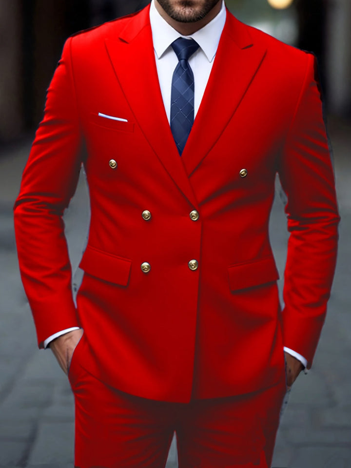 Costume Croisé à Double Boutonnage Homme