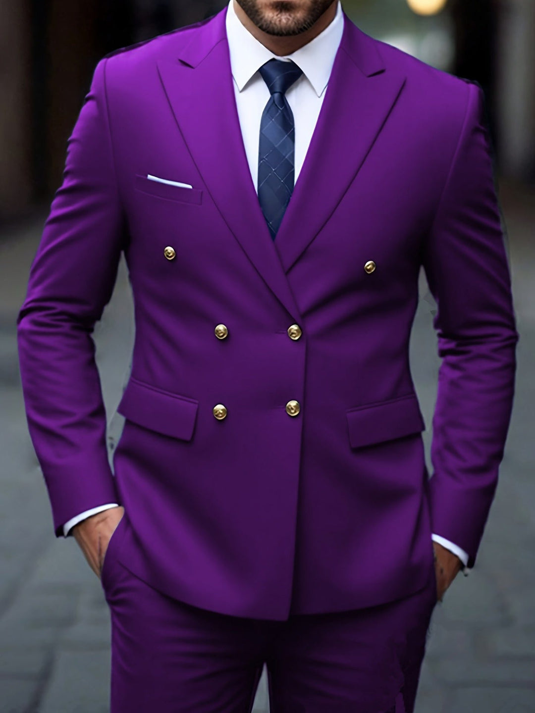 Costume Croisé à Double Boutonnage Homme