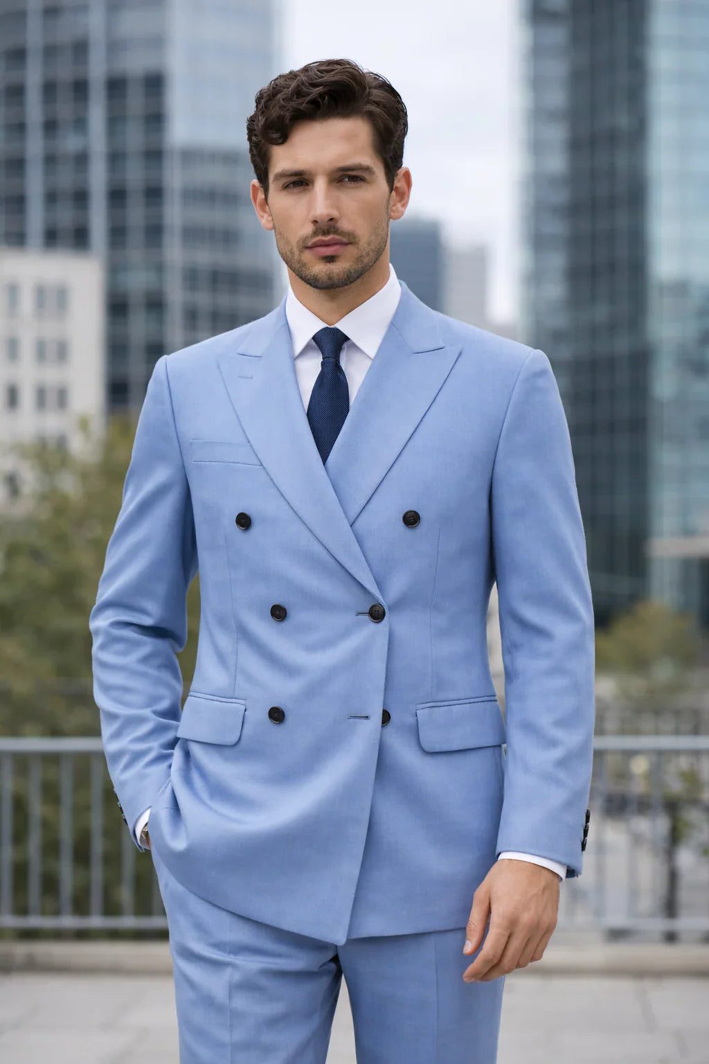 Costume Croisé à Revers Structurés Homme