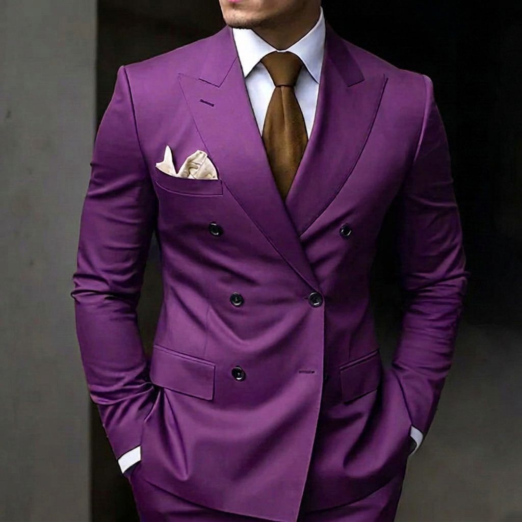 Costume Croisé à Revers Structurés Homme