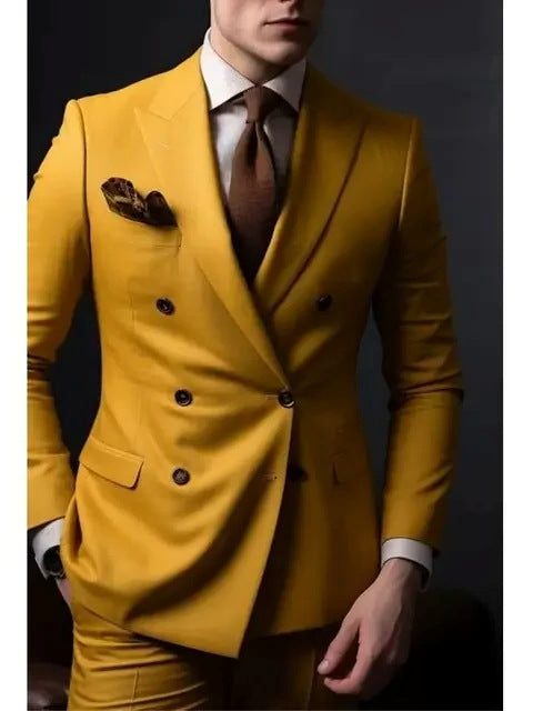 Costume Croisé à Revers Structurés Homme