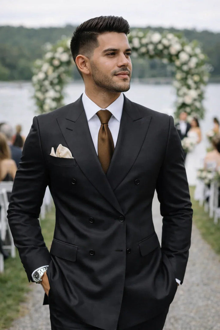 Costume Croisé à Revers Structurés Homme