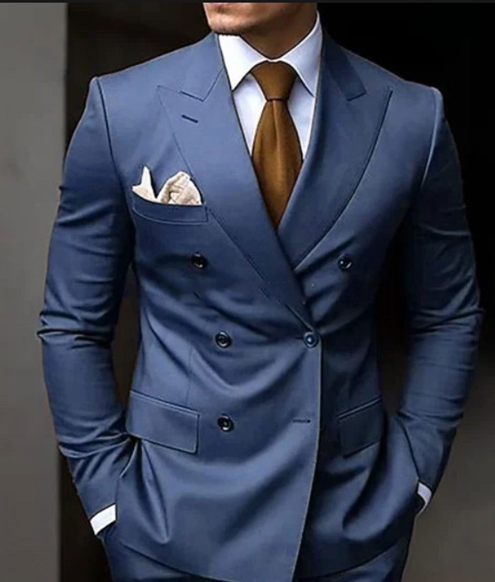 Costume Croisé à Revers Structurés Homme