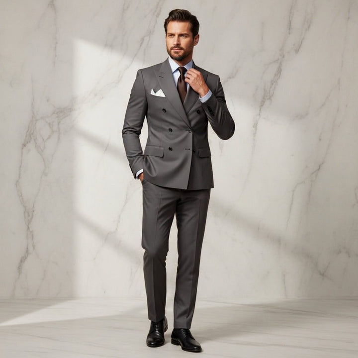Costume Croisé à Revers Structurés Homme