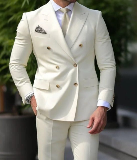 Costume Croisé à Revers Structurés Homme