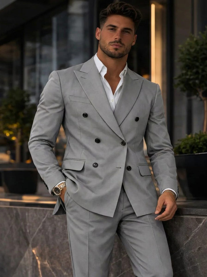 Costume Croisé à Revers Structurés Homme