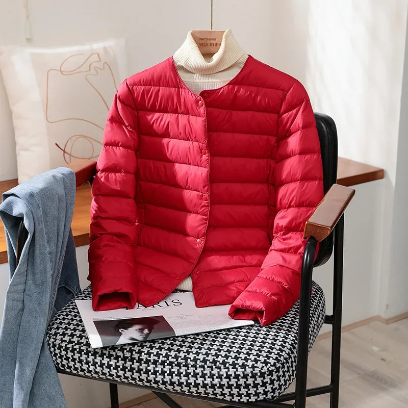 Veste Matelassée Courte À Boutons-Pression Femme