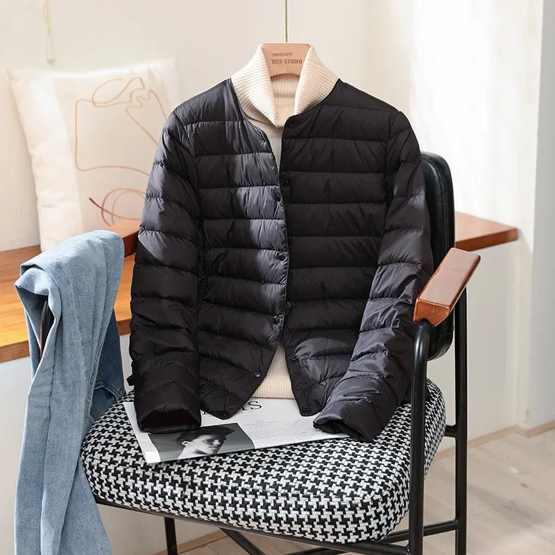 Veste Matelassée Courte À Boutons-Pression Femme