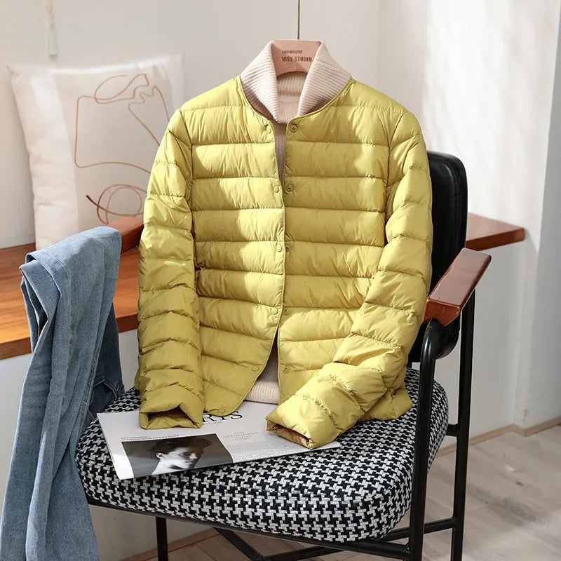 Veste Matelassée Courte À Boutons-Pression Femme