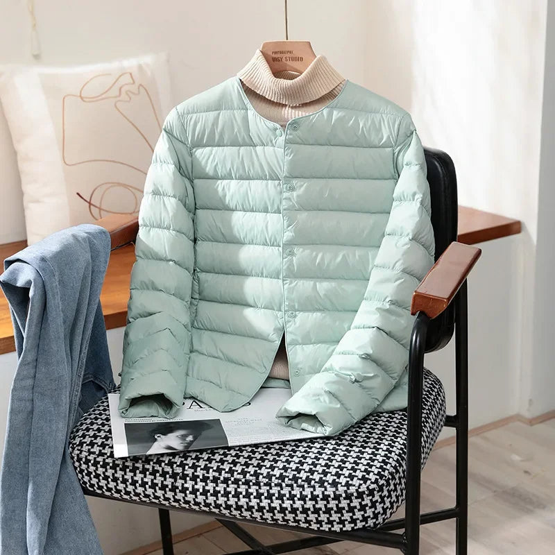 Veste Matelassée Courte À Boutons-Pression Femme