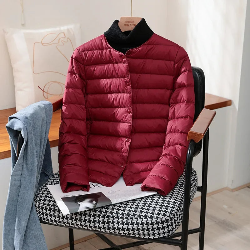 Veste Matelassée Courte À Boutons-Pression Femme