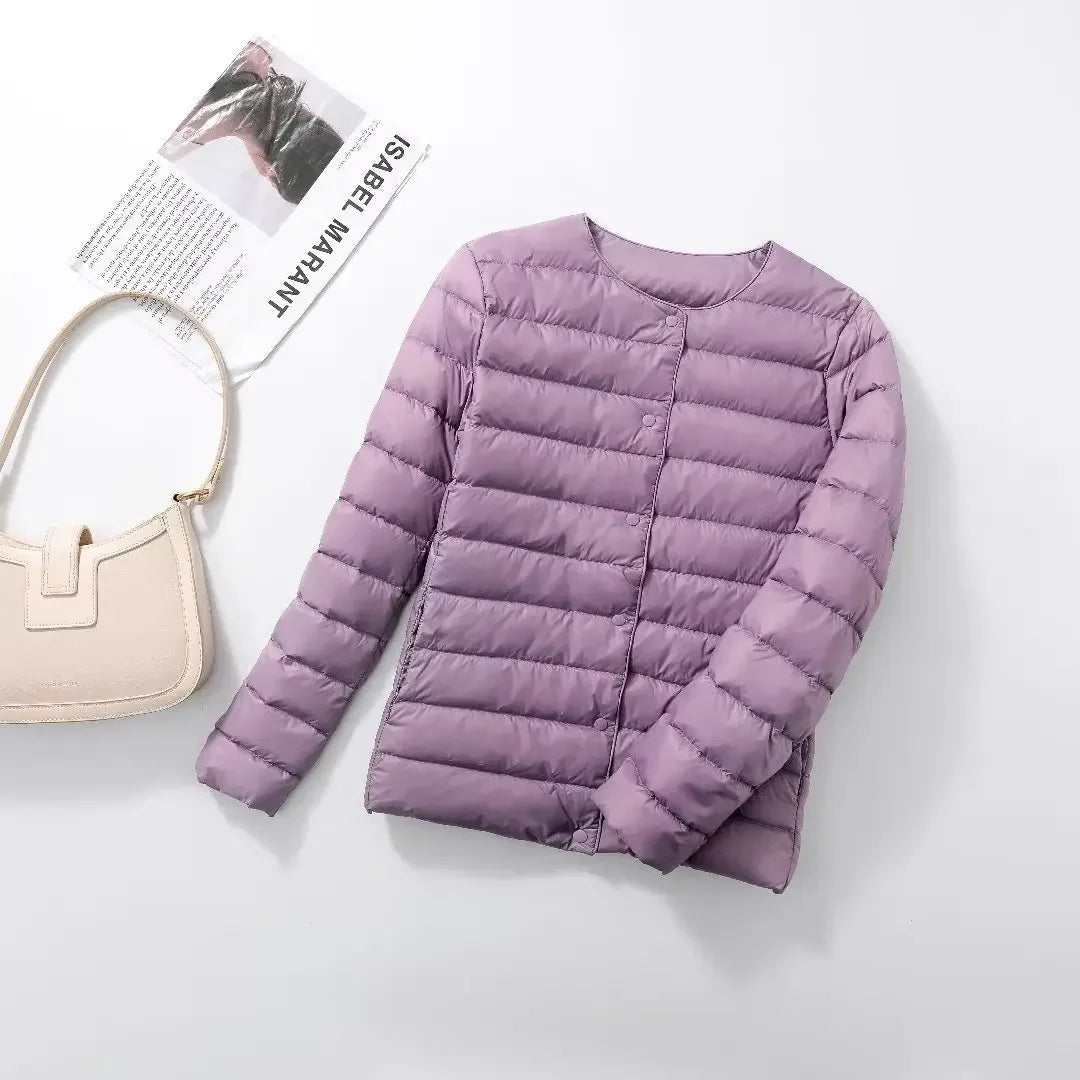 Veste Matelassée Courte À Boutons-Pression Femme