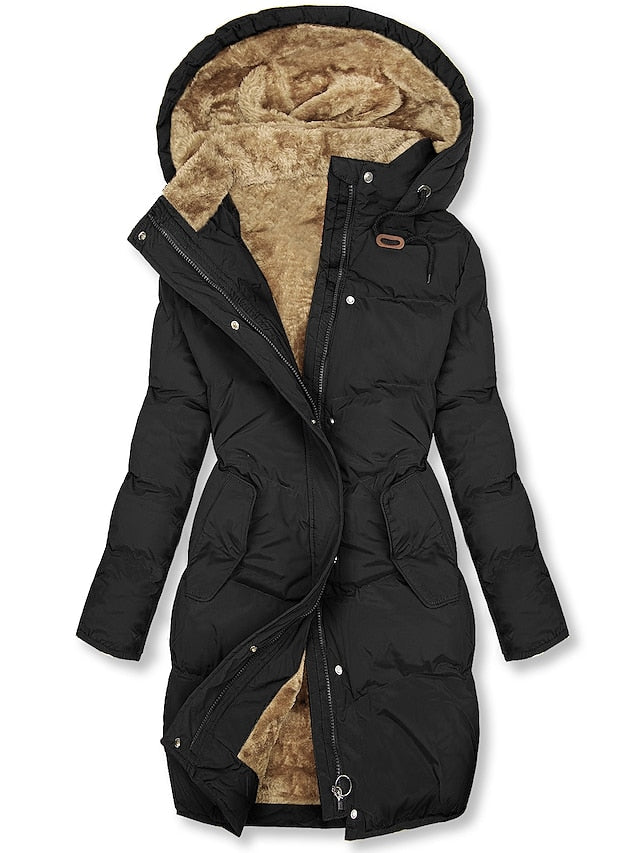 Parka Longue Matelassée à Capuche Femme