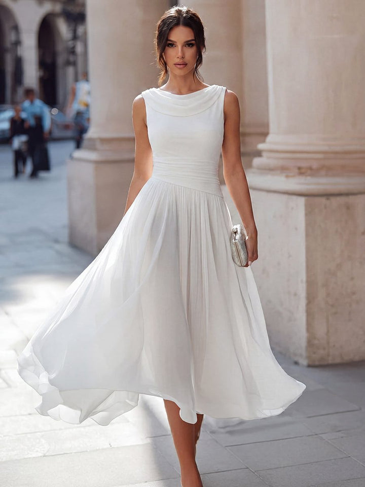 Robe Midi Drapée Sans Manches Femme