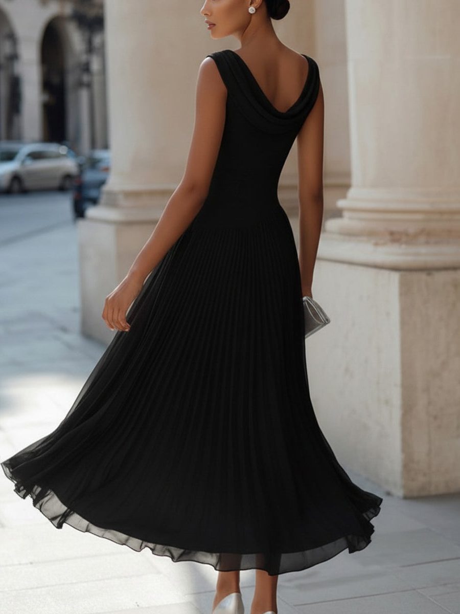 Robe Midi Drapée Sans Manches Femme