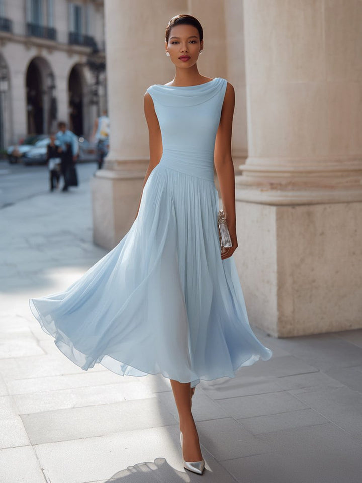 Robe Midi Drapée Sans Manches Femme