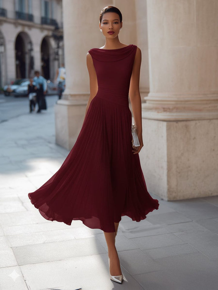 Robe Midi Drapée Sans Manches Femme