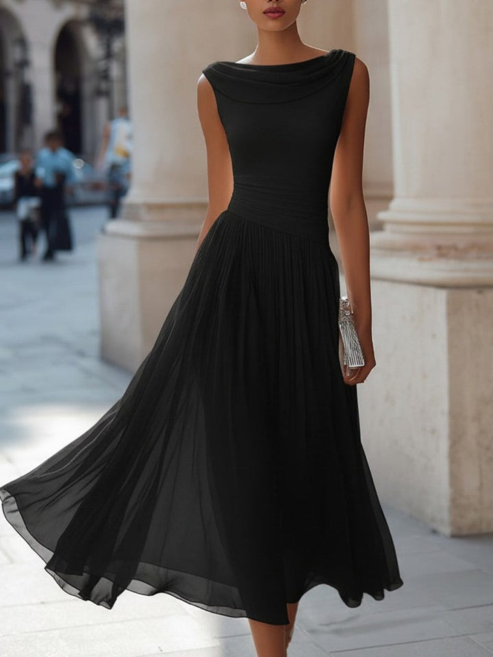 Robe Midi Drapée Sans Manches Femme