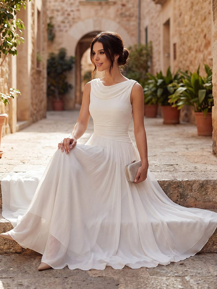Robe Midi Drapée Sans Manches Femme