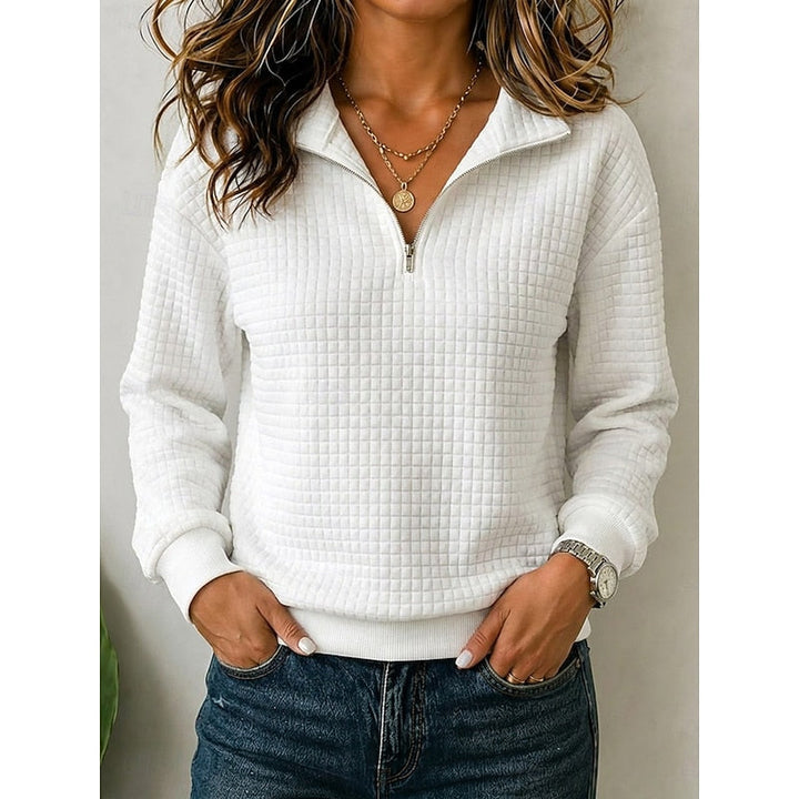 Pull à Col Zippé et Manches Longues Femme